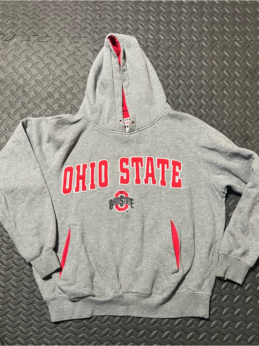 Ohio State Men's Gray & Red Crewneck Hoodie